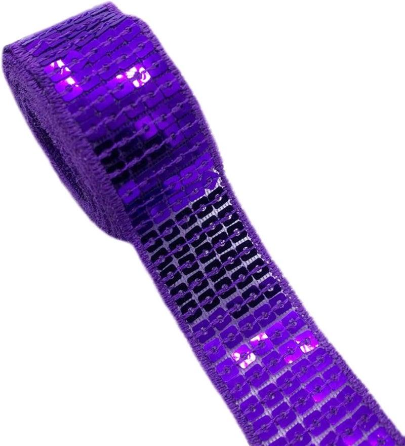 Lauthen.S 20 Yards Paillette Sequins Trim,4 Row 1 inch Sequins Ribbon Sewing Trim for DIY Craft Clothing Dress Sewing Embellishment Purple - Image 1